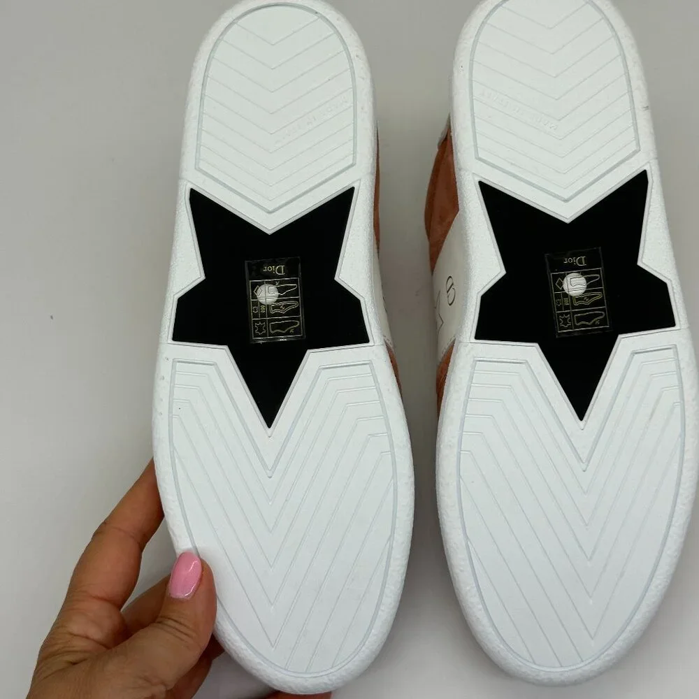 DIOR Star Lace Up Low Top Suede Leather Sneakers Trainers Dusty Candy - Picture 12 of 13